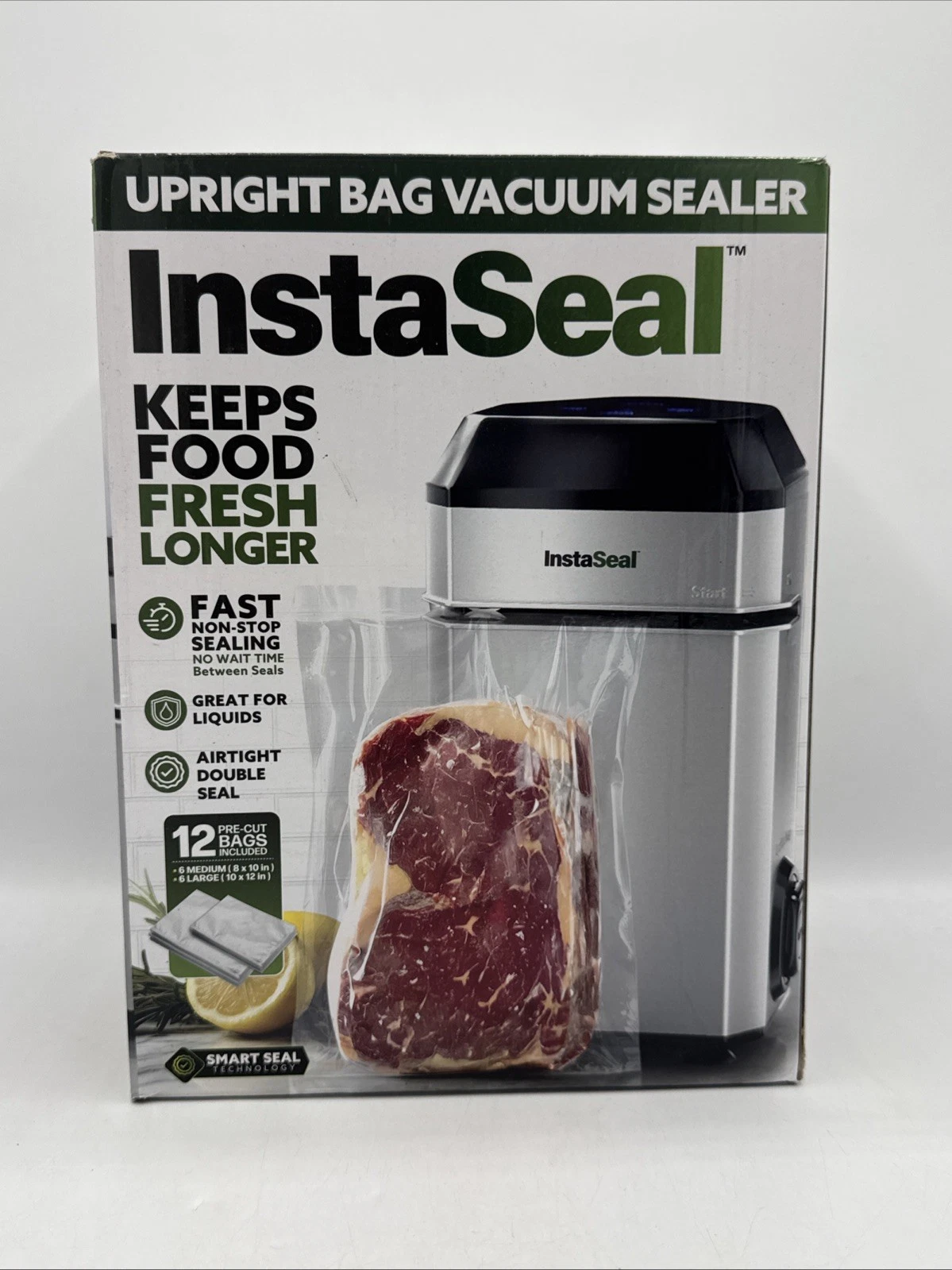 Silver Airtight Double Seal Compact Upright Bag Food Vacuum Sealer with 12 Bag 1