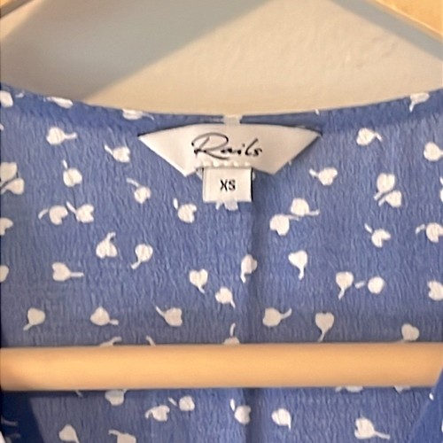 Vestido Rails Helena Azul Glicina Patinador Verano Floral Abotonado Talla XS - Imagen 3 de 11