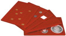 VASSOI PER MONETE FLOCCATO GRANDE DA 1 A 77 CASELLE (DIMENSIONI 22x33 H 5 MM)