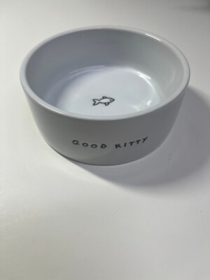 Harmony ''GOOD KITTY'' Stoneware Ceramic Pet Dish with Fish Design