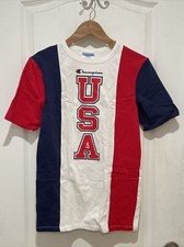 Vintage Champion USA 90s Blue Red White Shirt Size Small