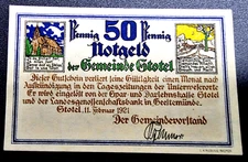 STOTEL NOTGELD 50 PFENNIG 1921 EMERGENCY MONEY GERMANY BANKNOTE (33233)