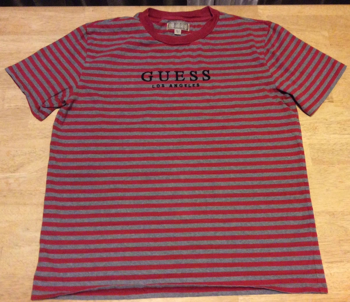 GUESS Original Los Angeles Striped T-Shirt Red - Size | eBay