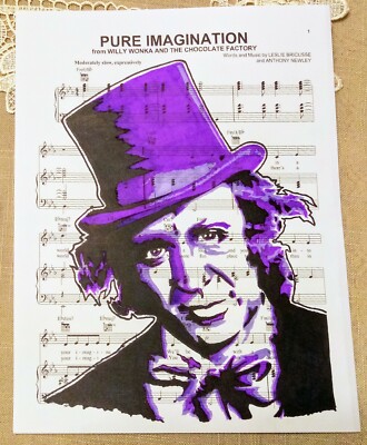 Willy Wonka Wilder signed art print Pure Imagination sheet