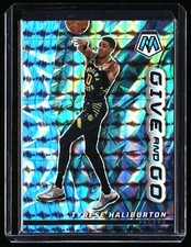 2022-23 Panini Mosaic Tyrese Haliburton Blue Reactive Give And Go 13 #34/99