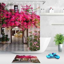 Cute Courtyard Waterproof Bath Polyester Shower Curtain Liner Water Resistant
