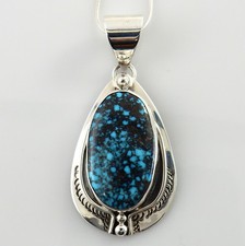 Native American Navajo Sterling Silver Turquoise Handmade Pendant Signed