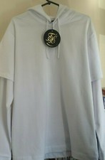 BNWT SIKSILK LONGSLEEVE CHAIN CUFF DOUBLE LAYER HOODIE WHITE SIZE SMALL 