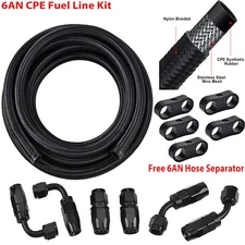 6AN 10FT Fuel Line Hose Kit Nylon Stainless Steel Braided Oil Hose Fittings CPE