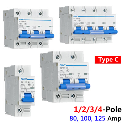 80/100/125A MCB Circuit Breaker Disconnectors 1/2/3/4-Poles Type C 6kA DZ158-125