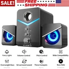 USB Computer Speakers System Stereo Bass Subwoofer LED for Desktop Laptop PC