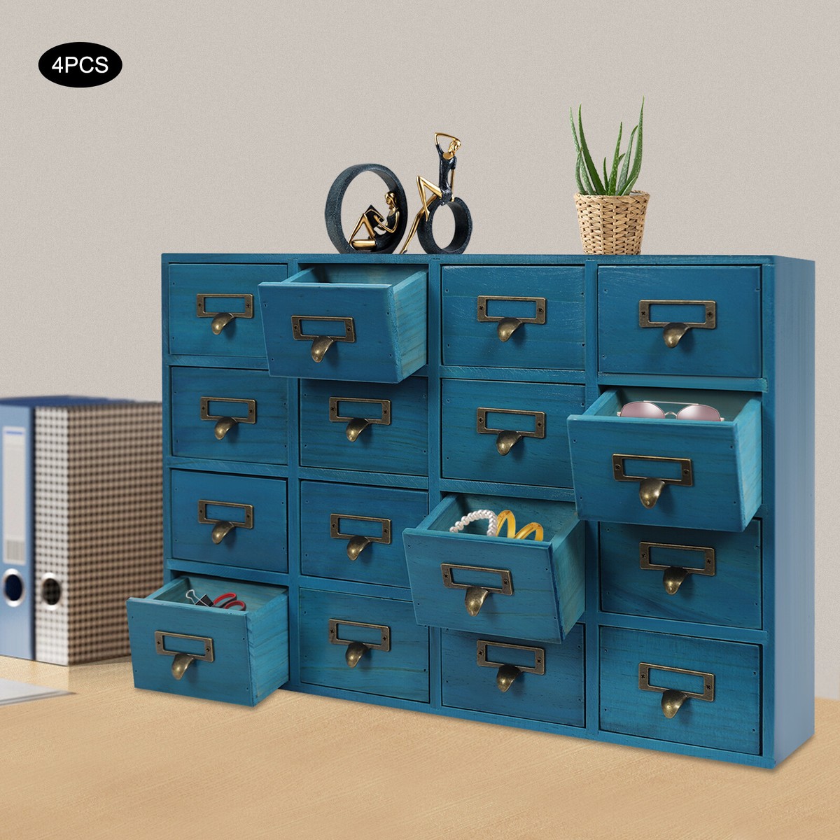 ドロワーボックス Vintage 4 PCS 64-Drawer Storage Box Drawer Cabinets Storage