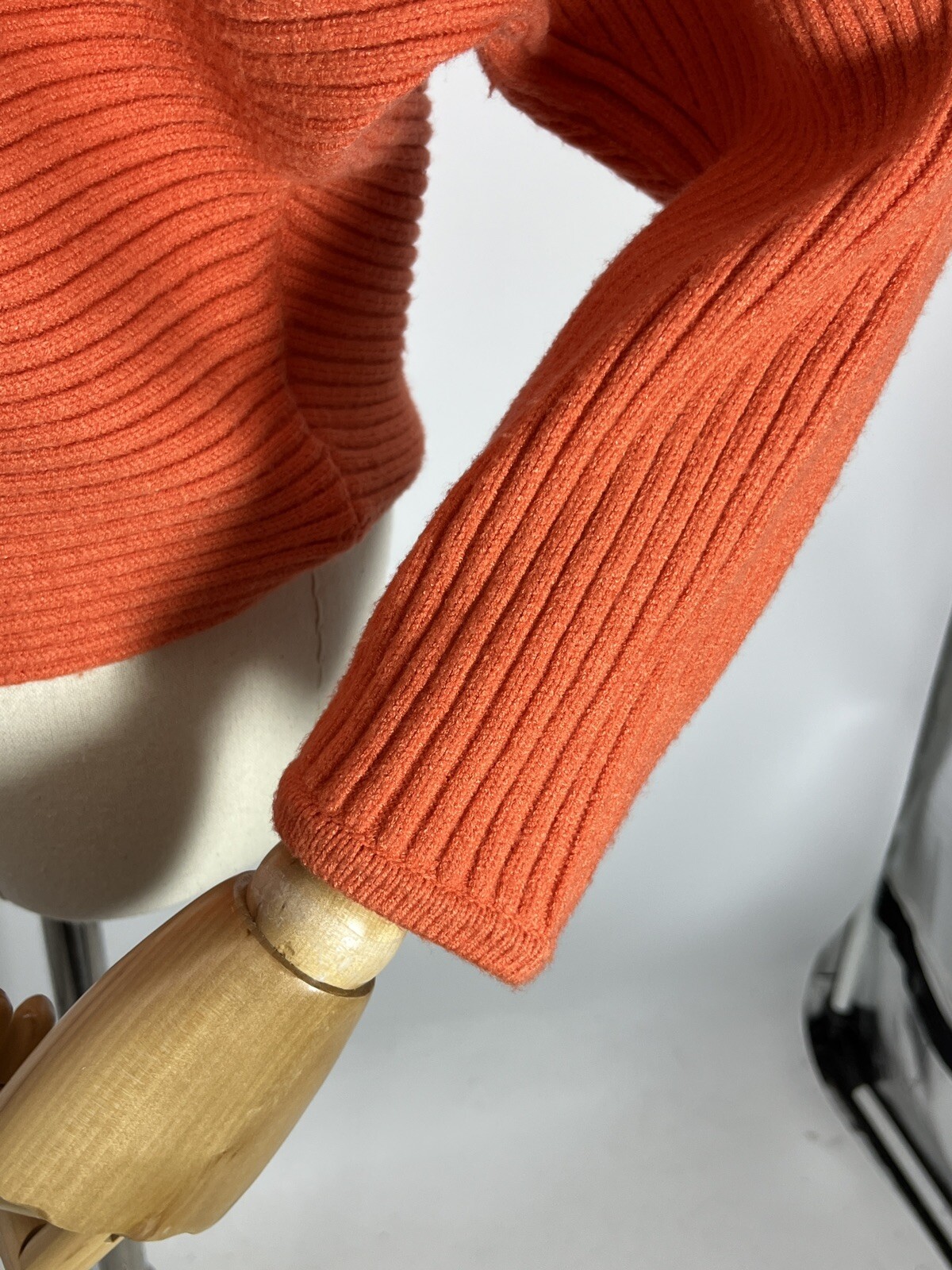 Anthropologie Womens Kendall Cropped Sweater XS Boat Neck Ribbed Coral