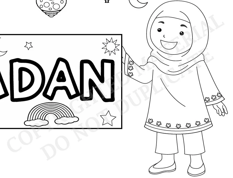 Children's Daily Ramadan Count Down Coloring Calendar Large Poster | eBay