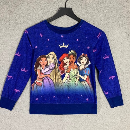 Disney Princess Girls Pajama Set Size M Blue Multicolored Print - Picture 6 of 7