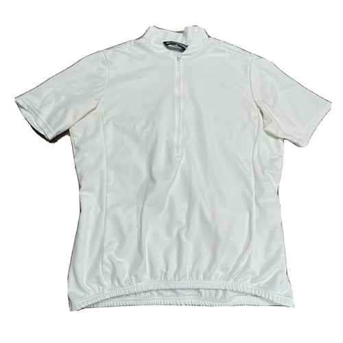 Performance Cycling Jersey Womens L White Short Sleeve Pockets Half Zip