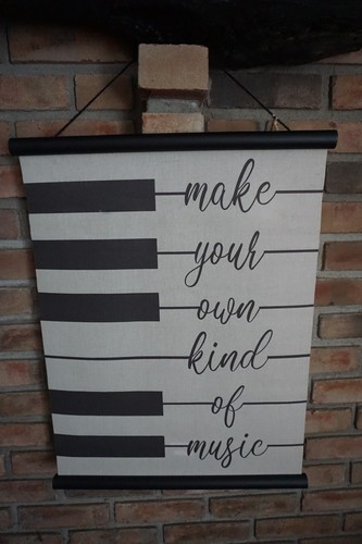 Large 24" MAKE YOUR OWN KIND OF MUSIC Piano Keys Keyboard Canvas Home Decor Sign - Picture 8 of 11