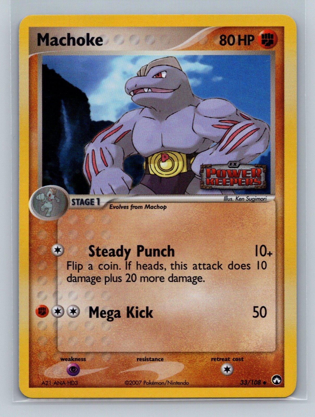 Pokemon Card - Machoke 33/108 - EX Power Keepers - Stamped - Holo