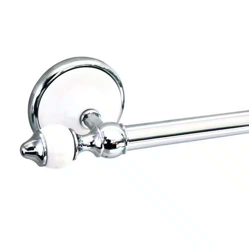 Towel Bar White Porcelain and Polished Chrome Wall Mounted 24 in. Antique - Picture 8 of 12