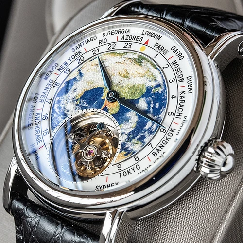 Sugess Tourbillon Enamel Earth Seagull ST8000 Mechanical Mens Watch SUEARTH