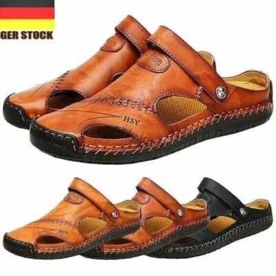 MARKENLOS Sommer Herren Sandalen Echtes Leder Outdoor Bequeme Strand Pantoffeln Hausschuhe