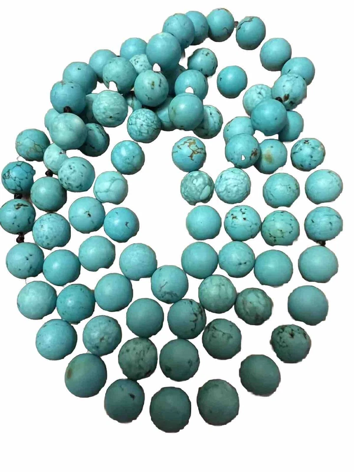Collar llamativo vintage de cuentas turquesa natural 118,3 grm 10,5 mm Foto 4 de 4