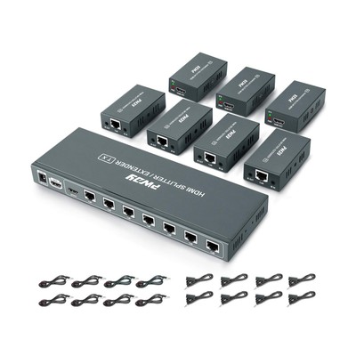 1080p 1x7 7 Port HDMI Extender Splitter Over CAT6/CAT6a/CAT7 Ethernet Cable w...