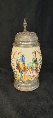 Alter Bierkrug Mit Zinndeckel 0.5l