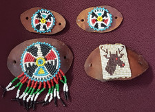 Leather Beaded Western Rudolph Reindeer Ponytail Holders Vintage No Stick