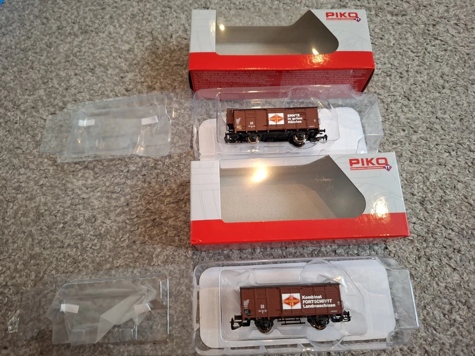 Piko 47033 2er Set Ged Guterwg G02 Forkschritt DR Ep III Wagon Set - TT - NEW - Image 3 of 4