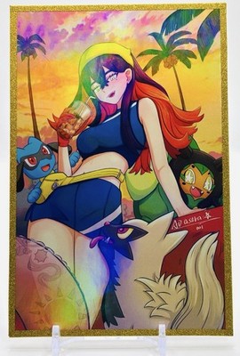 Carmine-Riolu-Ogerpon & Poochyena Trainer Edition Pokemon Art Board Gold Hit 