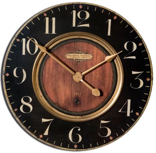 UTTERMOST 6026 ALEXANDRE MARTINOT 23" WEATHERED LAMINATED CLOCK QUARTZ CLOCK - Picture 1 of 2