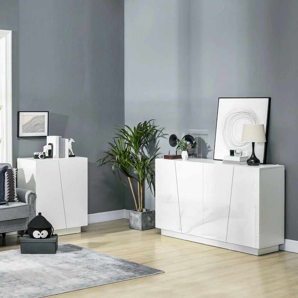 HOMCOM Mobiletto Multiuso a 3 Livelli con Ripiano Regolabile su 3 Livelli Bianco - Immagine 2 di 4