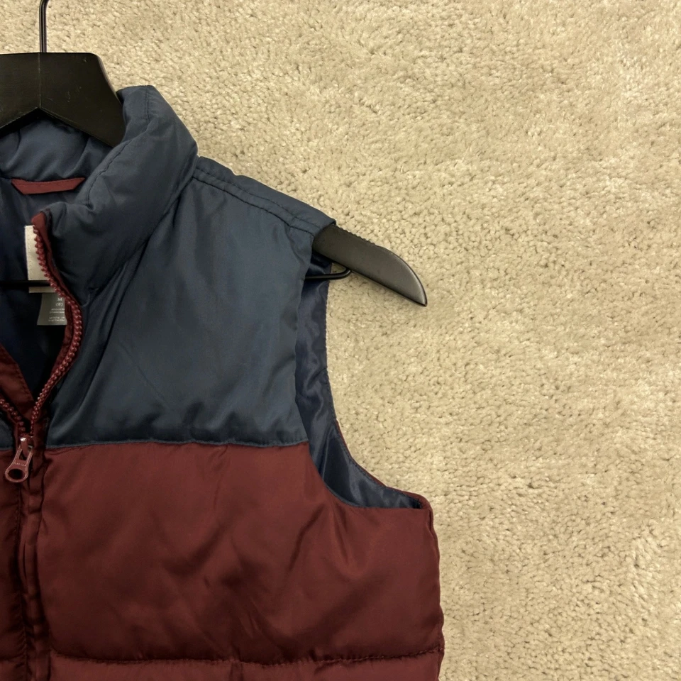 Old Navy Puffer Vest Kids Size Medium 8 Blue Burgundy Pockets Full Zip - Image 3 of 4