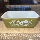 Vintage Pyrex Spring Blossom Green Crazy Daisy 502 Refrigerator Dish No top
