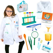 Science Kit for Ages 5-8, Includes Experiments, Goggles, Lab Coat & Pretend Play