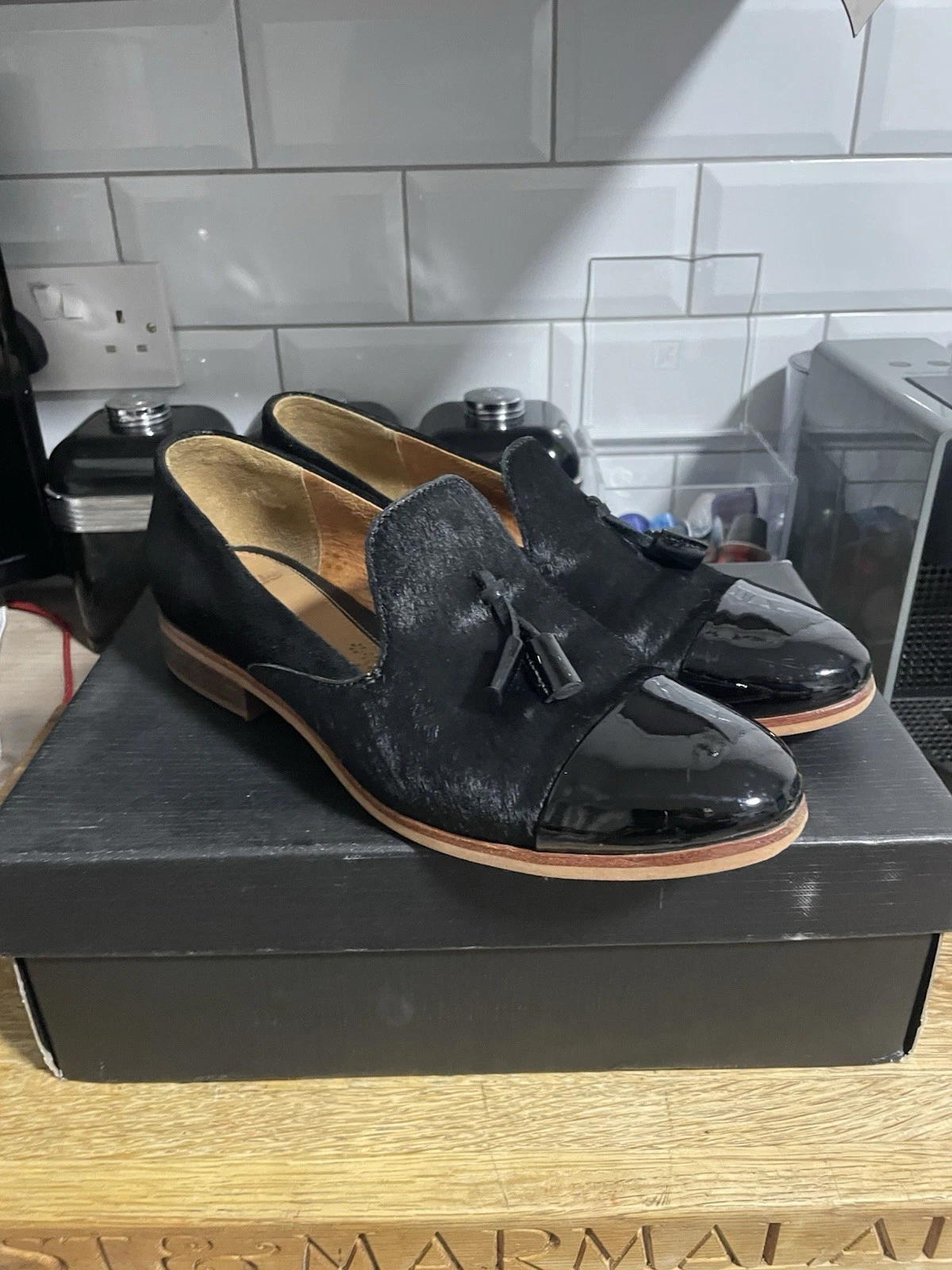 Mocassini Clarks Hotel Chic Plus fatti a mano multi pelle neri UK 5 EU 38 ottime condizioni