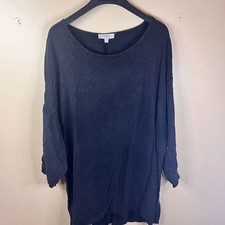 Umgee Womens Linen Black Charcoal Tunic Dress Size 2X Career Work Wear
