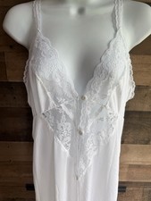 Vintage Frederick  s of Hollywood Dainty White Sheer Lace Coquette Slip Dress M