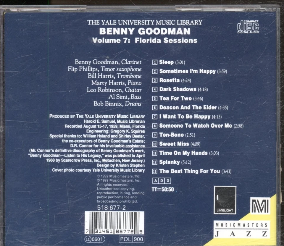 Benny Goodman Florida Sessions CD Europa Limelight 1992 5186772 - Bild 2 von 3