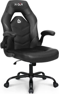 Gaming Chair Ergonomic PU Leather Adjustable Height Swivel Wheels Black Home
