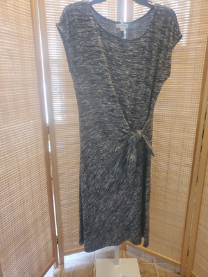 Max Studio Womens Size Medium Marbled Sleeveless Knit Round Neck Tie In Front