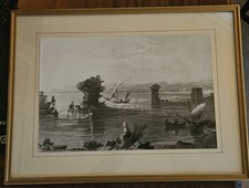 6 Framed Bartlett Engravings Damascus Syria Lebanon Baalbek Prints