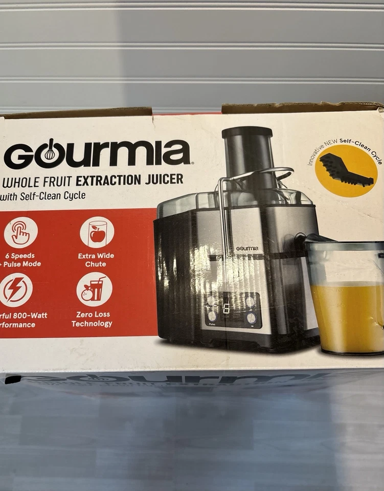 Extractor exprimidor de acero inoxidable Gourmia con control de 6 velocidades y ciclo autolimpiante Foto 2 de 4