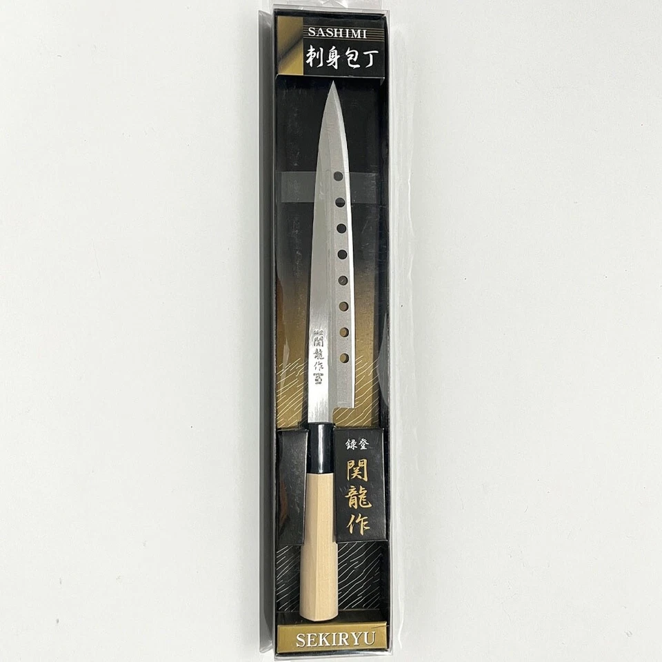 Cuchillo de cocina japonés Sashimi Sushi Chef hoja de un solo filo de 8" Seki Ryu Japón Foto 4 de 4