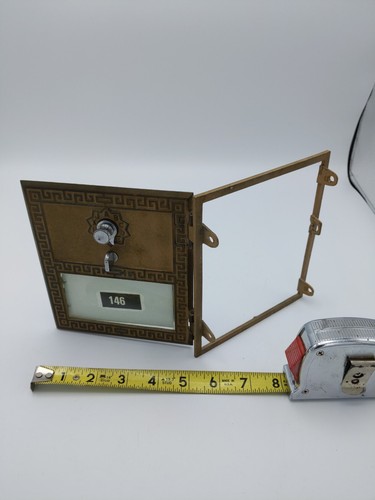 Antique Post Office Box Door, Brass Federal Equipment Co. 1961 #146 6x6 vintage - Picture 7 of 7