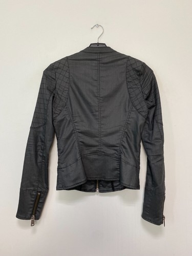 GUESS Women's Vaxed Cotton Blend Black Biker Jacket Size XS - Picture 2 of 5