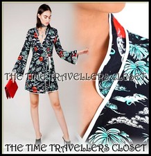 RIXO Iris Wrap Green Oriental Sky Crepe Wrap Mini Dress UK 8 36 4 Small £225