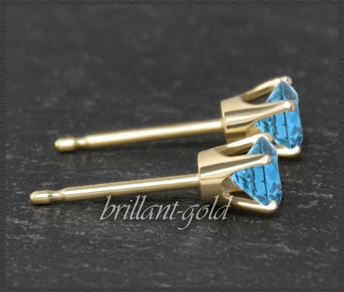 Ohrstecker in 585 Gold, aquamarin-blaue Topase 4, 5, 6, 7 mm, Gelbgold, Weißgold - Bild 4 von 16
