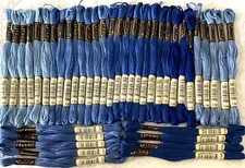 Anchor Stranded Sticktwist Mouline 8M EmbThread Lot of 40 Shades Blue Series 130
